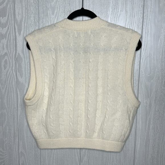 SK and Company Cream Lambs wool and rabbit hair knit sweater vest size large - Picture 4 of 4